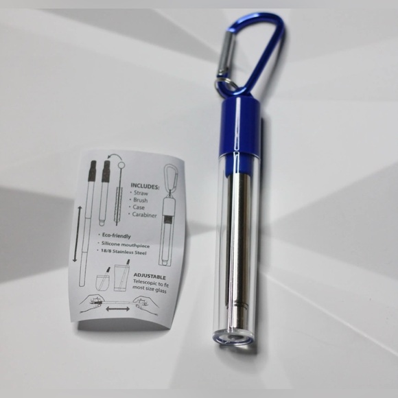 New Stainless Steel Collapsible Reusable Straws - Set of 2 - Picture 7 of 7